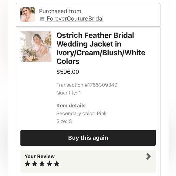 Forever Couture Bridal - Ostrich Feather Bridal
Wedding Jacket! Gorgeous!! NWOT - Picture 9 of 9